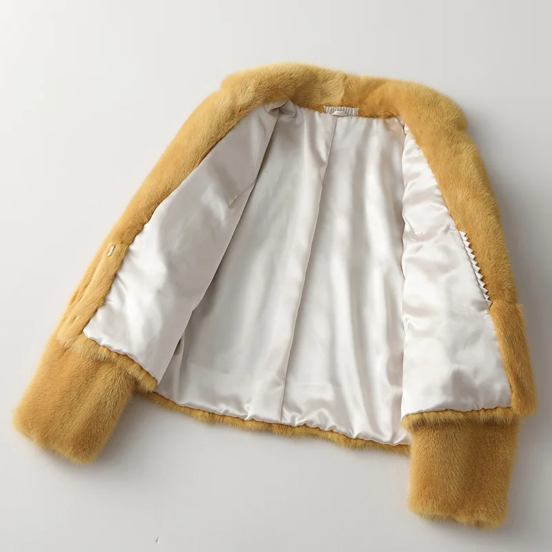 

Jackets Short Fashion Winter Luxurious Full Pelt Real Mink Fur Coat Women High Quality Warm Thick Natural Slim Outwear