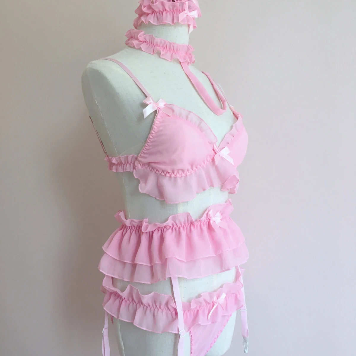 Японский Лолита милые оборки кружева Kawaii Babydoll сексуальное нижнее белье набор мягкая девушка черные пижамы костюмы для косплея