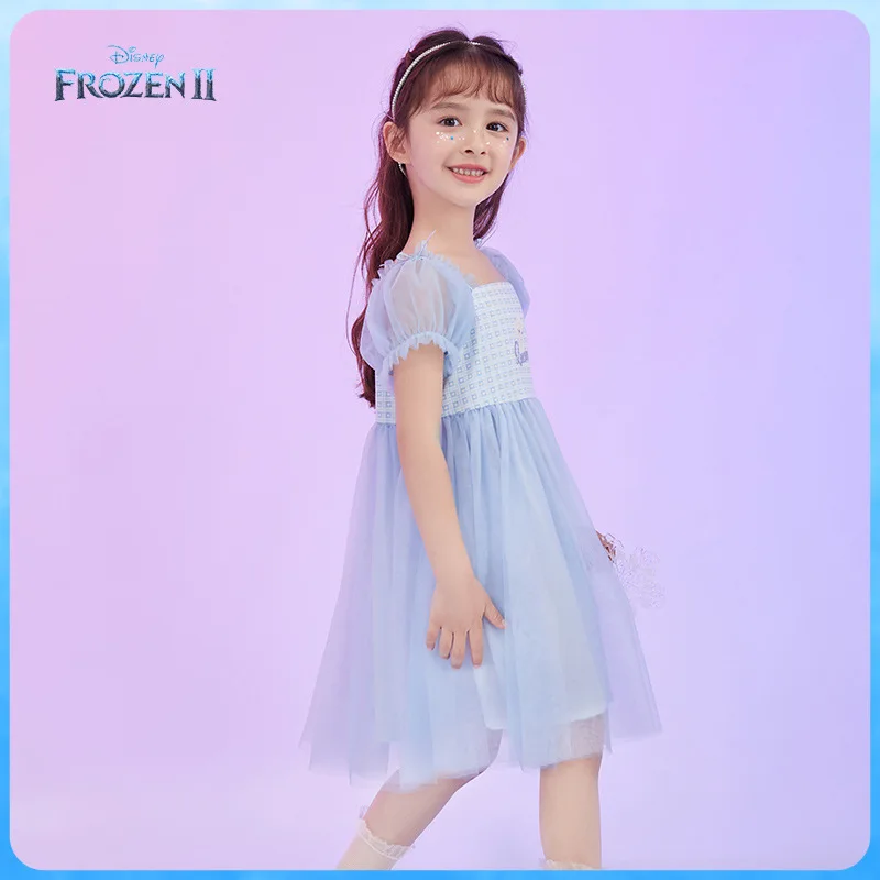 Disney Summer Short Sleeve Dress Skin Friendly Breathable Baby Princess Dress Pure Cotton Dress Kids Clothes Lovely Girls Dress