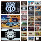 Металлический жестяной знак Route 66, американский Route 66, бар, ресторан, гараж, дома, улицы, металлические настенные декоративные пластины