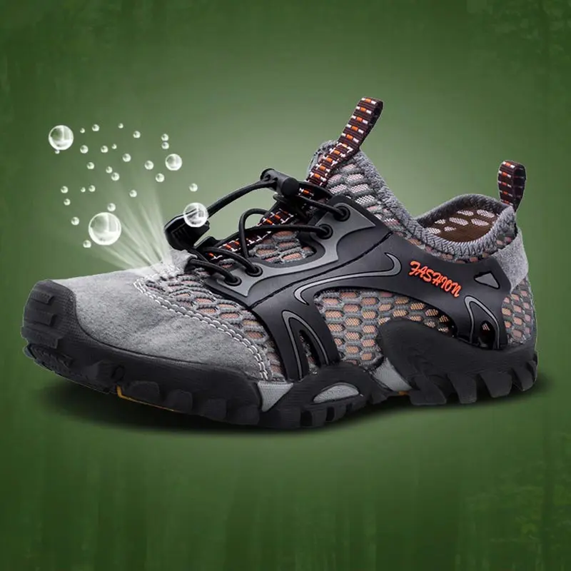 

Oversize Outdoor Non-slip Sports Shoes for Male Tactical Sneakers Men's Running Sport Shoes Gray Diving Aqua Aquatic GME-2015