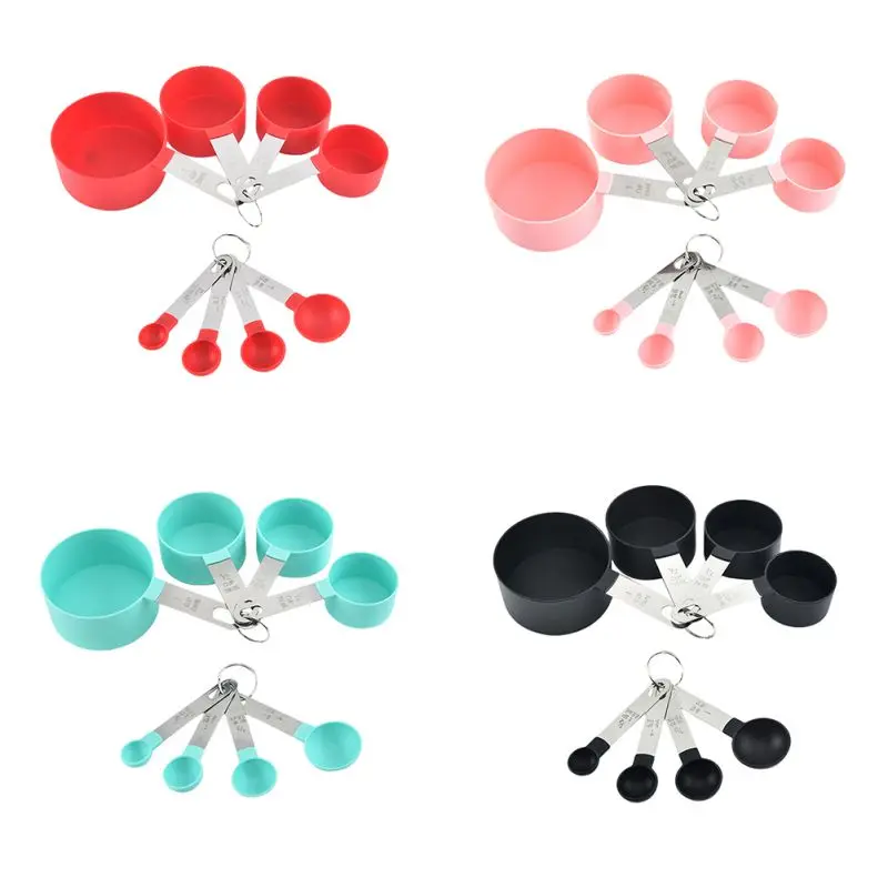 

4/8 Pcs Multi Purpose Spoons/ Cups Nesting Measure Cups With Stainless Steel Handle Dry Liquid Baking Accessories Kitchen Gadget
