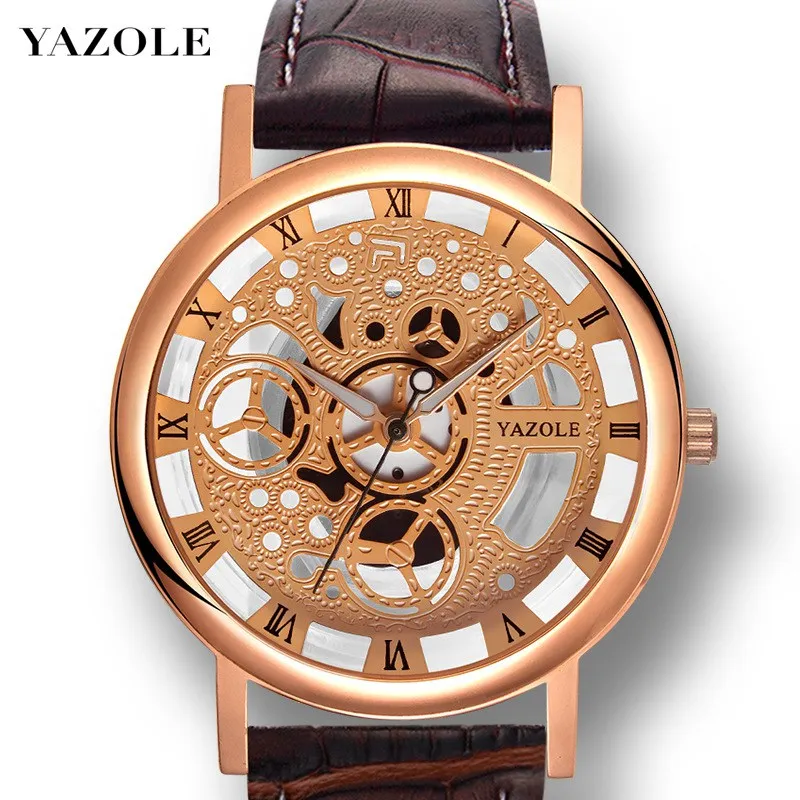 

YAZOLE 2021 новые модные водонепроницаемые мужские часы с вырезами механика дизайн циферблат кварцевые наручные часы Подарки для мужчин Relogio ...