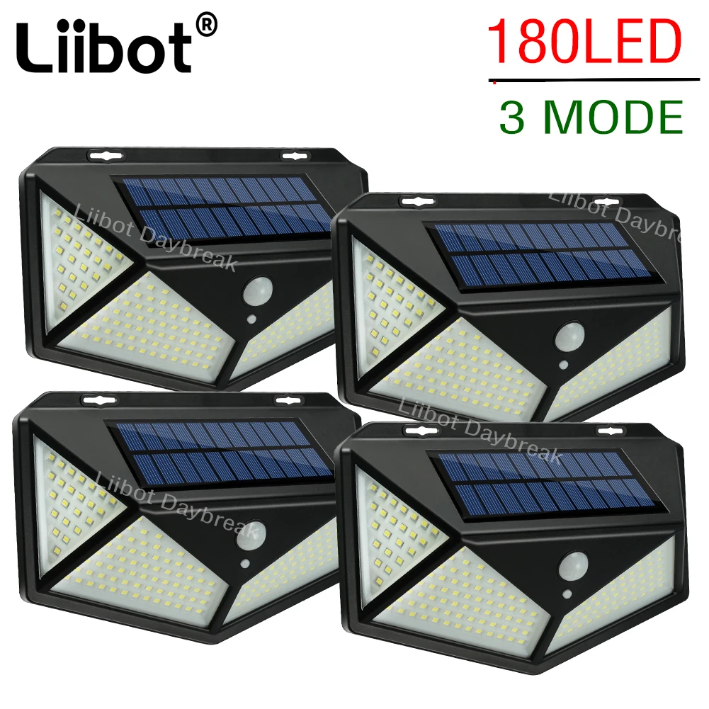 

Уличная Светодиодная лампа на солнечной батарее с датчиком движения, 100, 180 светодиодов