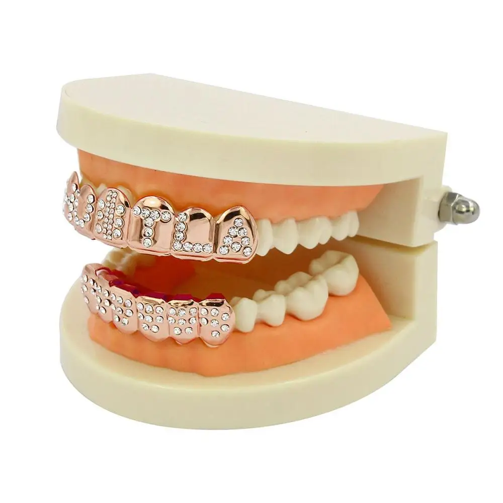 iced out Teeth Grillz Hip Hop Gold letter Dental Grills Mouth Punk Caps Cosplay Party Tooth Rapper for men women Gift | Украшения и