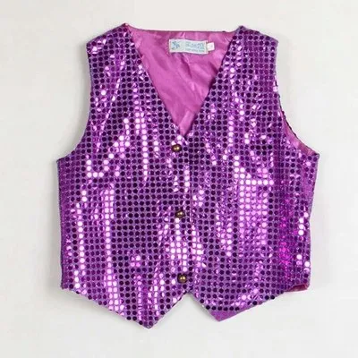 Purple Детская блестящая Одежда для мальчиков, хор, костюмы для выступлений, детский хип-хоп джаз, Танцевальный жилет с блестками, сценический танец - Цвет: Purple