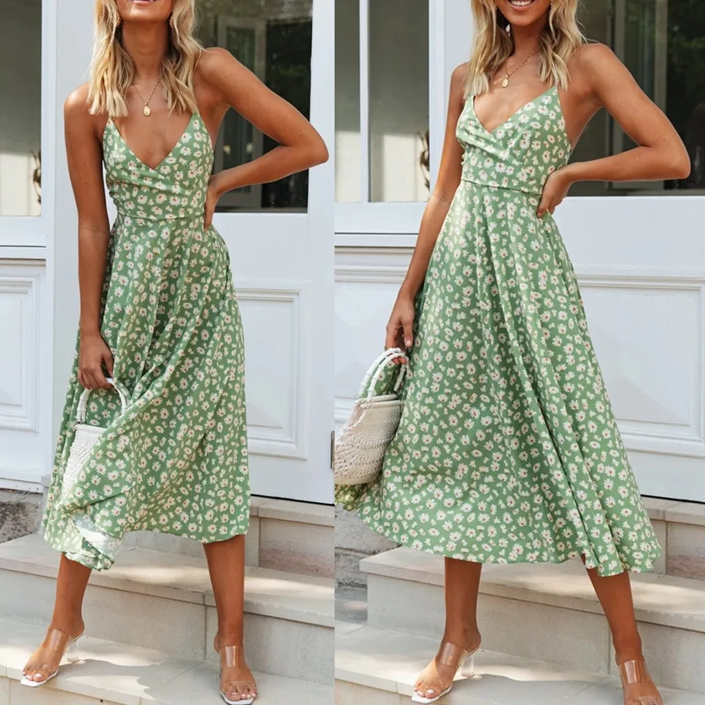 Горячая Распродажа женское сексуальное повседневное пляжное длинное платье без