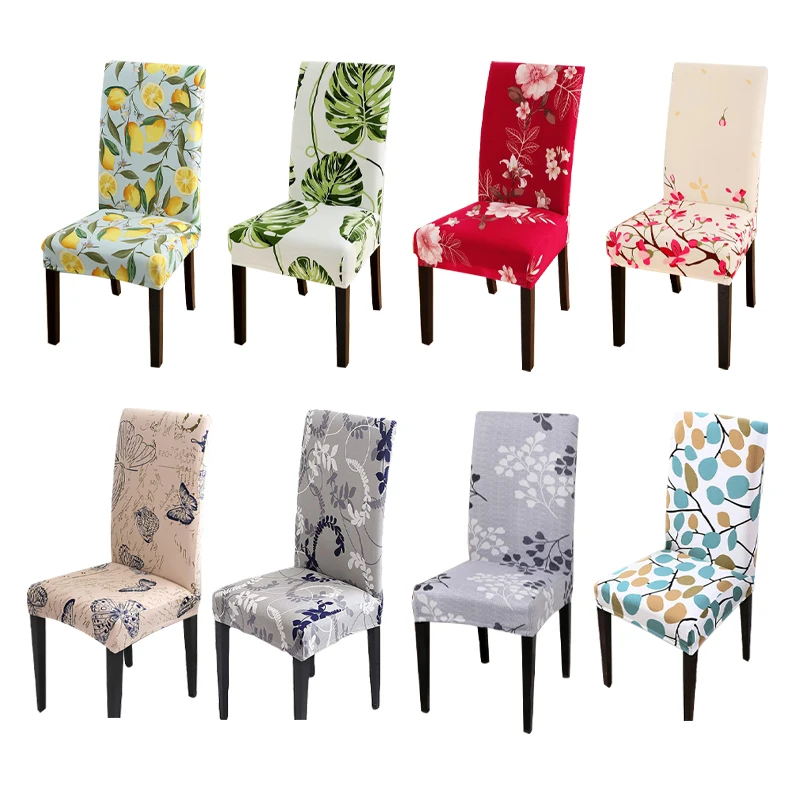 

Floral Print Chair Cover Dining Elastic Chair Slipcover Stretch Anti-dirty Chairs Covers For Restaurant Wedding Banquet Home
