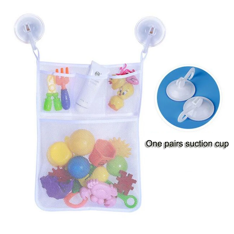 Multifunction Baby Bathroom Mesh Bag Child Bath Toy Bag Net Suction Cup Baskets