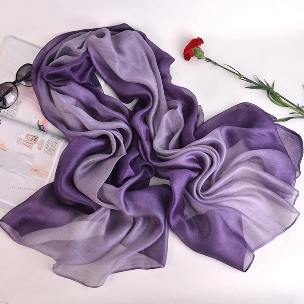

HanXi 2020 Gradient Silk Scarf Summer Women Beach Scarf Sunscreen Plus Size Bandana Shawls Lady Wraps Female Hijab Echarpe