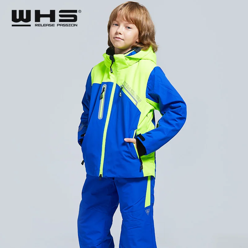 WHS лыжный костюм куртка для девочек-подростков куртки с защитой от ветра и брюки