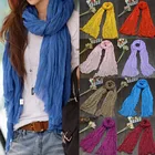 Льняной шарф осенне-зимний популярный длинный тонкий мягкий теплый женский шарф ярких цветов, Женская шаль, 1 шт.