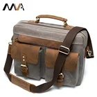 Винтажная сумка в стиле ретро, холщовая и натуральная кожа Крейзи Хорс, повседневный мессенджер на ремне через плечо для мужчин