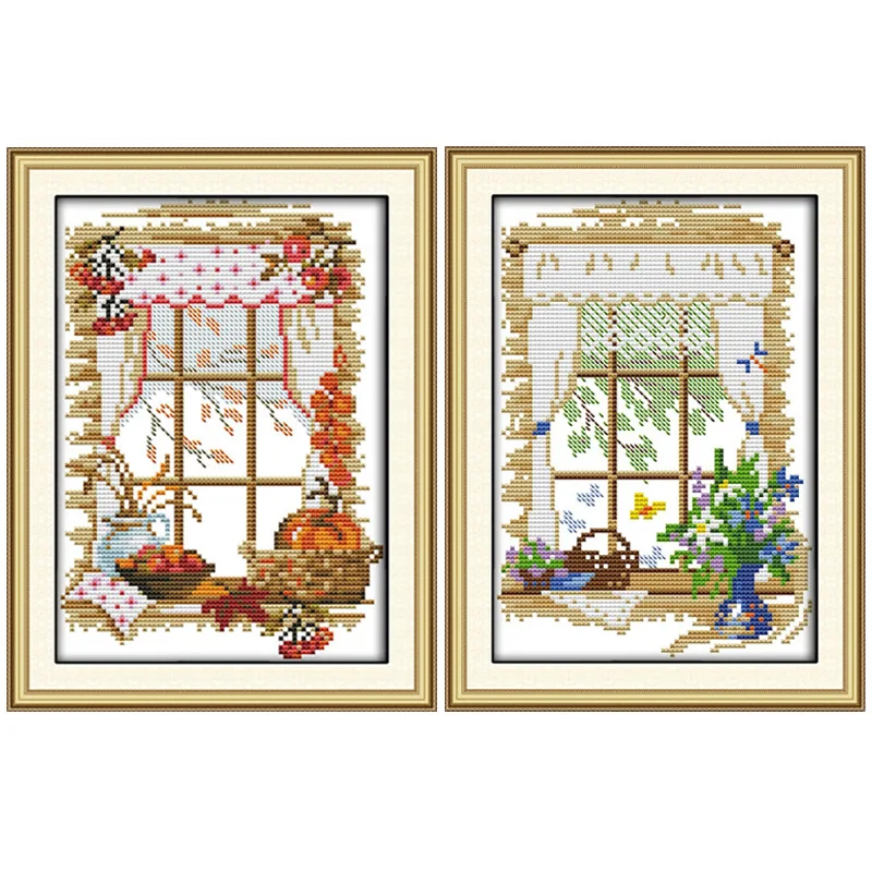 Набор для вышивки крестиком Joy Sunday осень четыре сезона вне окна вышивки|joy sunday|joy