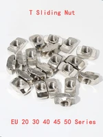 20 50pcsm3 m4 m5 m6 m8 slot t nut sliding t nut hammer drop in fasten connector for eu 20 30 40 45series aluminum profile