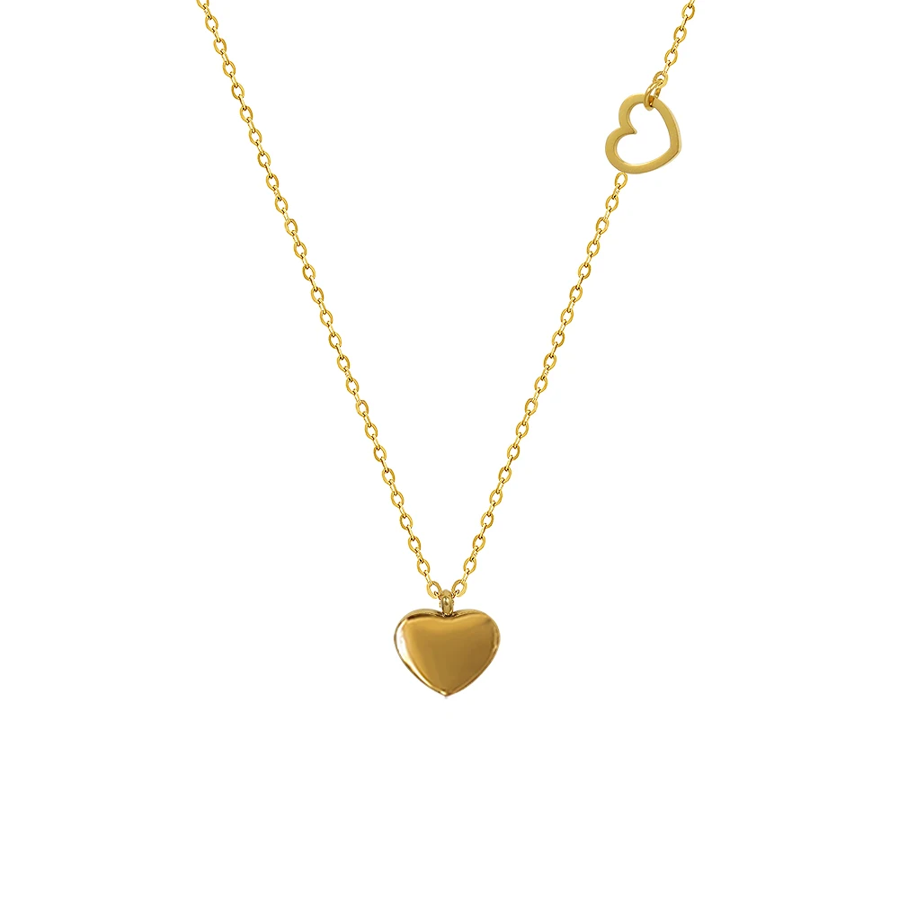 

New Fashion Dainty Puffy Heart Necklace Stainless Steel 18K Gold Plated Heart Pendant Necklace Jewelry for Love Gifts