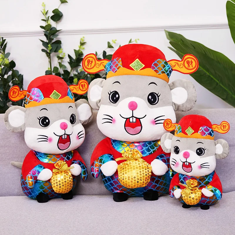 Милые 22 см Новогодние милые мышки плюшевые игрушки китайский зодиак крыса Бог