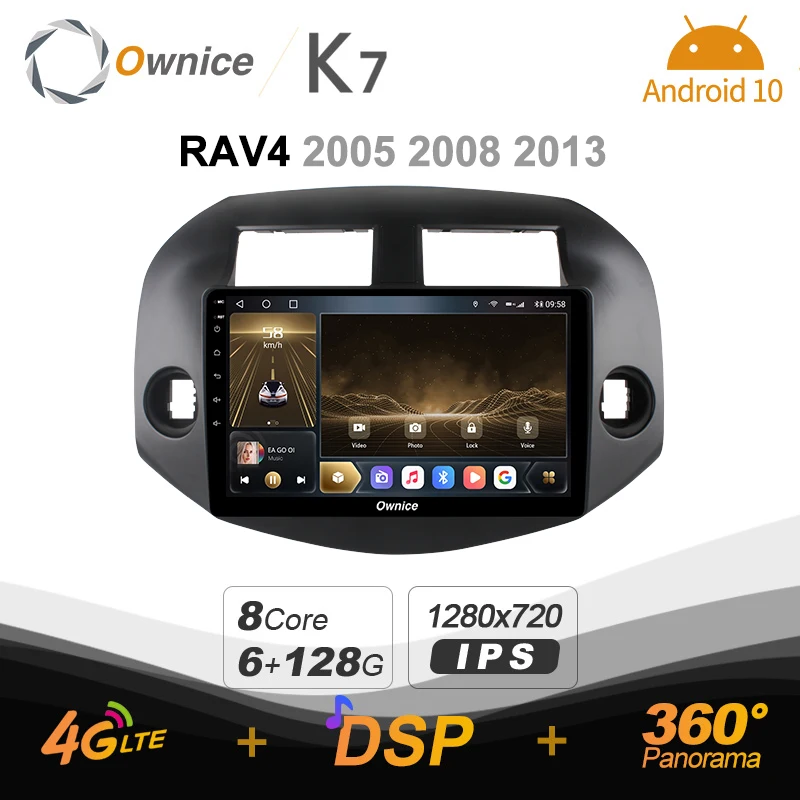 

K7 Ownice 6G Ram 128G Rom Android 10,0 автомобиль радио setero для Toyota RAV4 2005 2008 2013 авто аудио 360 панорама оптический 5G Wi-Fi