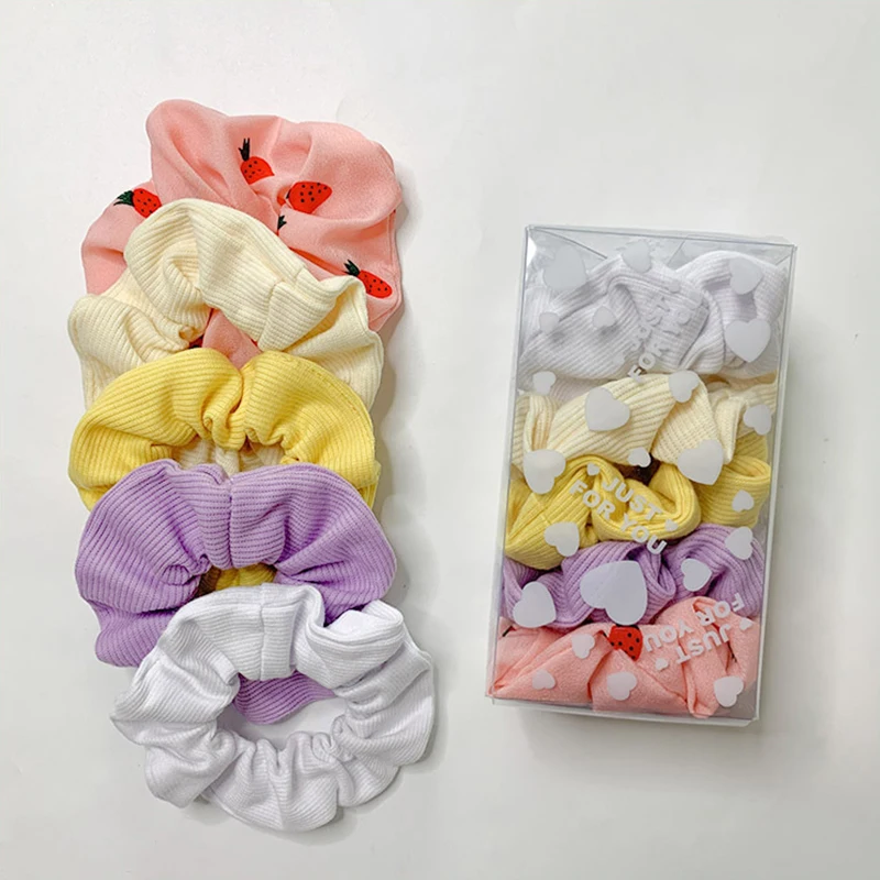 

5/1Pcs of Pack Women Elastic Hair Bands Cute Hair Ties Gum Print Girls Silky Scrunchie Set Headwear Headband Hair Accessories