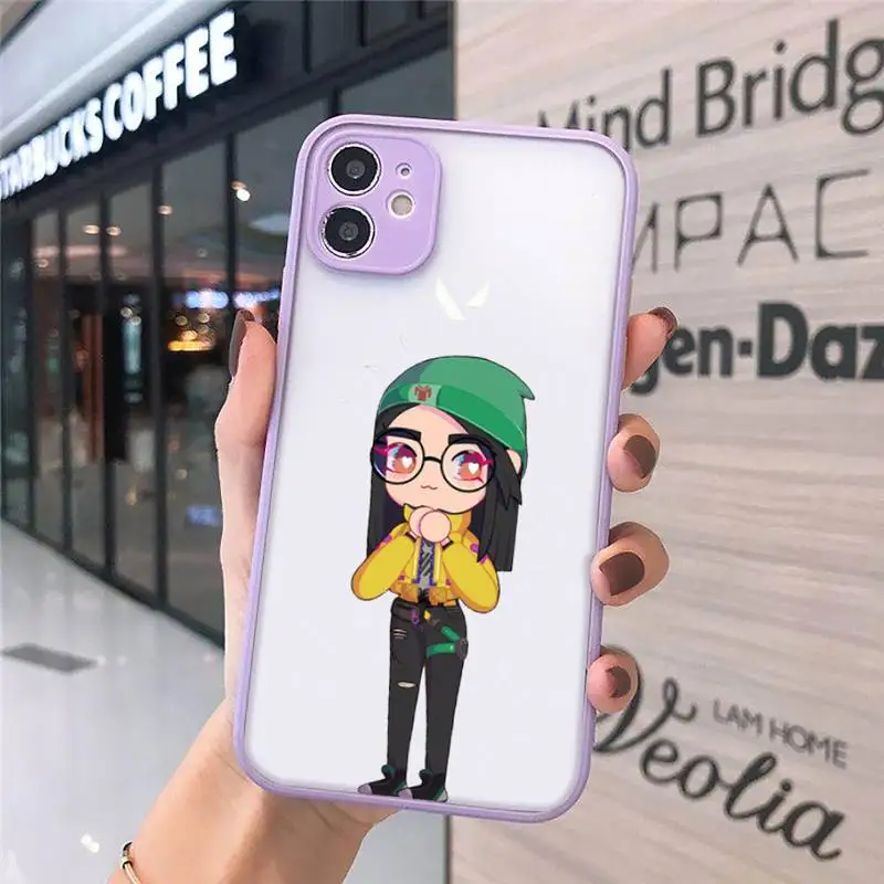 

valorant games Phone Case For iPhone 12 11 Mini Pro XR XS Max 7 8 Plus X Matte transparent Purple Cover