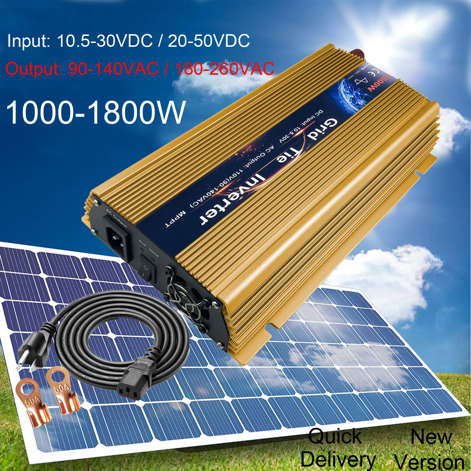 

Home 1000W Solar Inverter MPPT On Grid Tie Inverter 10.8-30VDC 22-50VDC 110V 220V AC Pure Sine Wave For 18V 36V PV Solar Panel