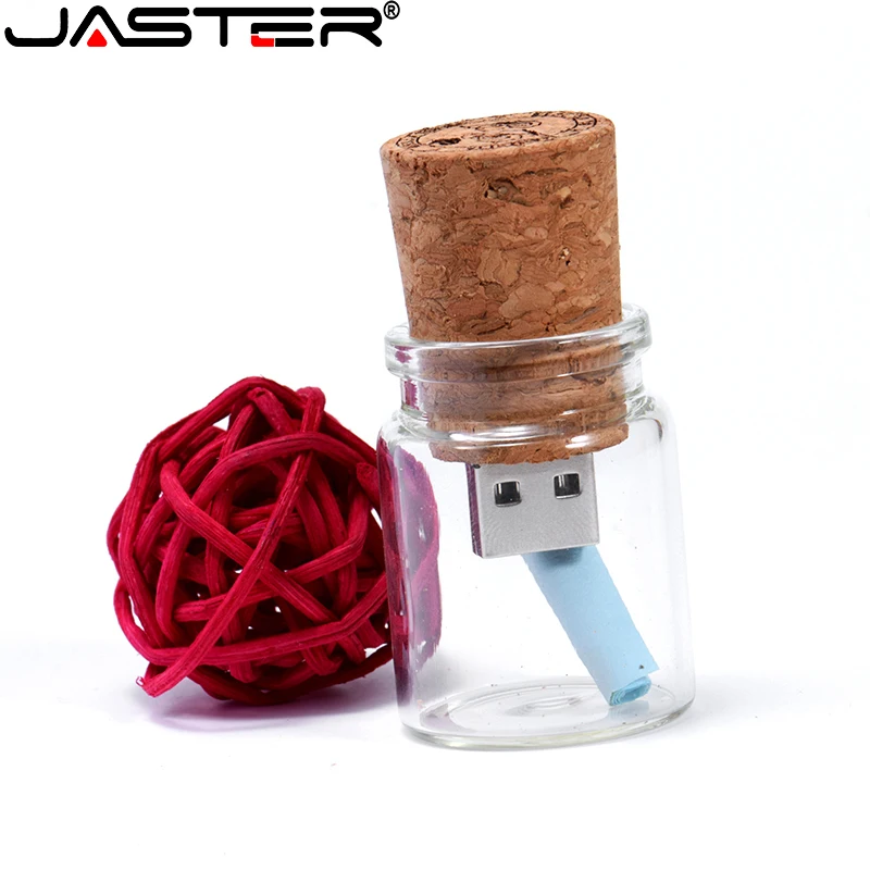 JASTER плавающая бутылка Флешка USB 2 0 4 ГБ 8 16 32 64 стеклянные бутылки пожеланий флэш