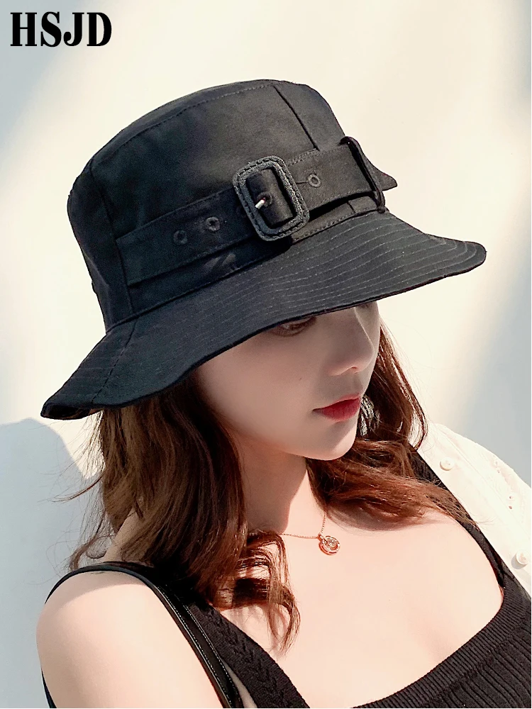 

Female Summer Wide Brim Belt Decorated Sun Hat 2019 New Fashion Casual Women Foldable Beach hat Anti-UV Cotton Sunscreen Cap