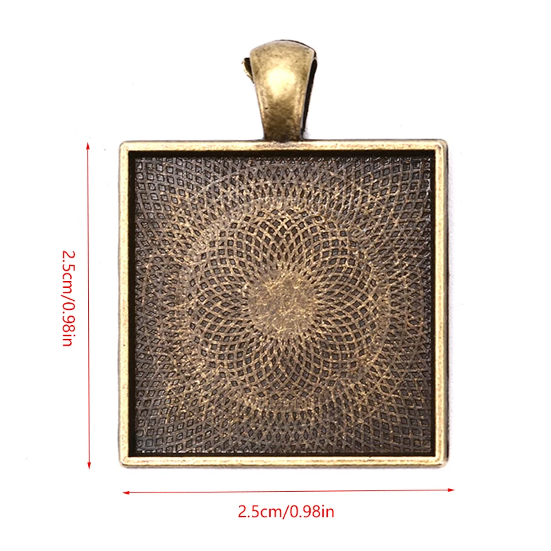 

10pcs/lot Fit 25x25mm Square Antique Cameo/Glass/Cabochon Frame Bezel Settings, Pendant Tray Blank