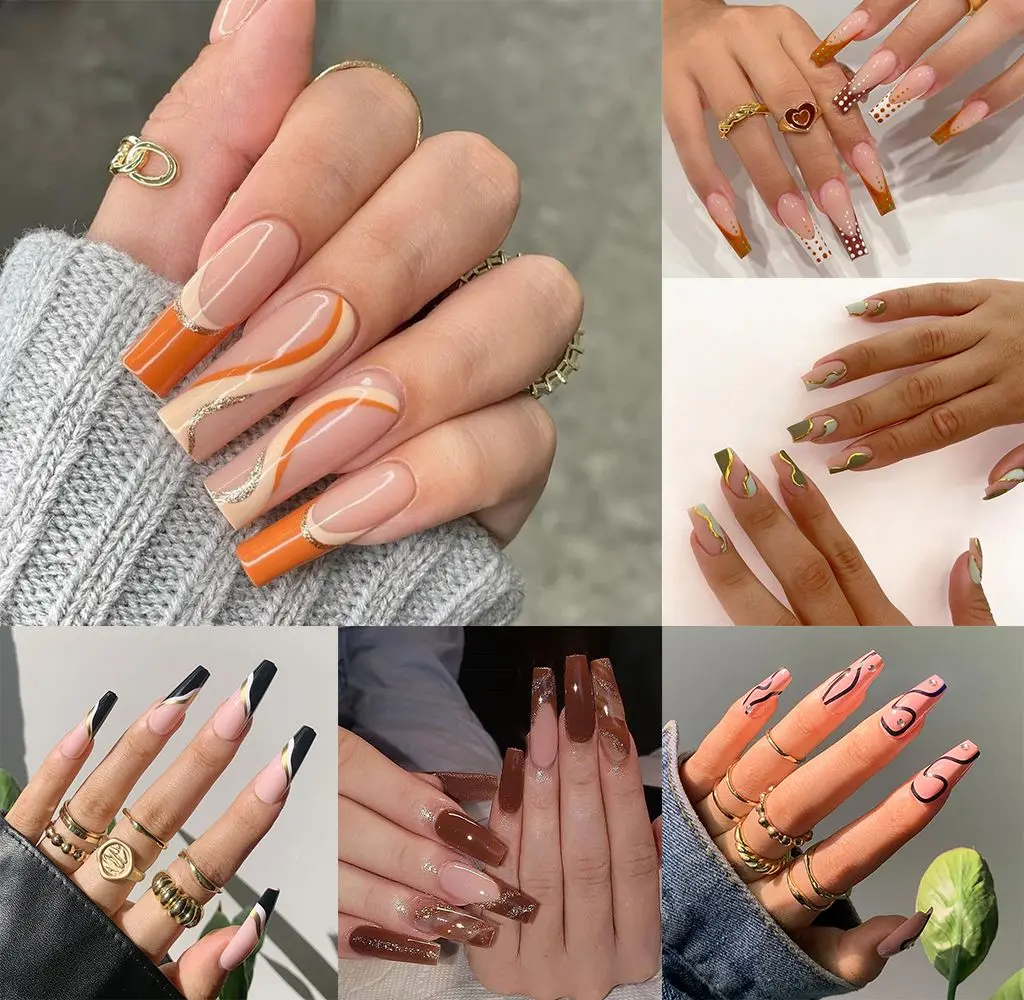 

24pcs/Box Press On Nails Full Cover Manicure Tool Artificial Nail Tips Wearable Fake Nails Coffin False Nails