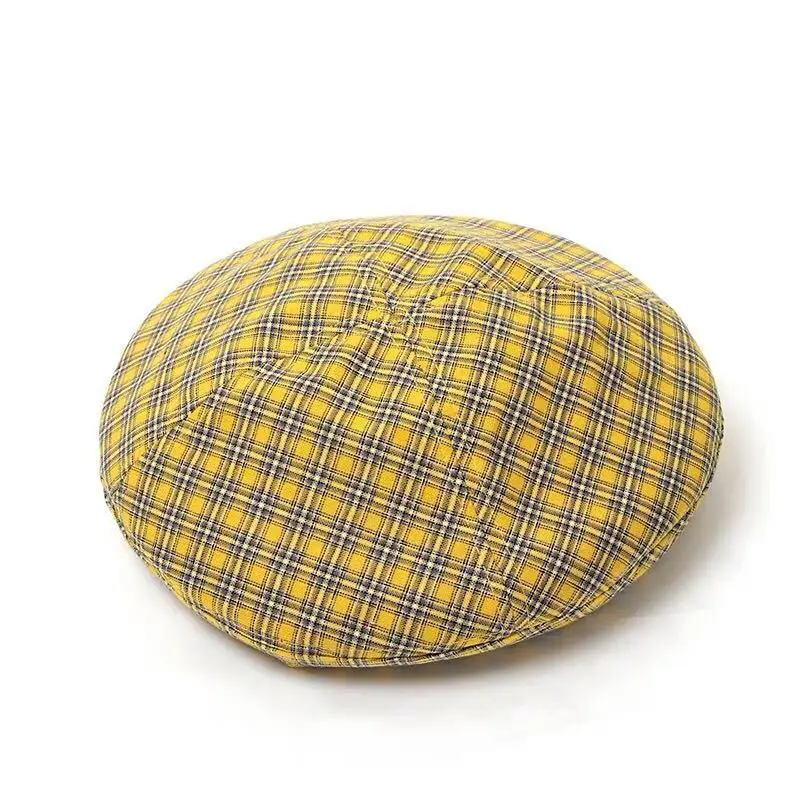 Французский стиль красочные решетки бутон шляпа женская летняя британская