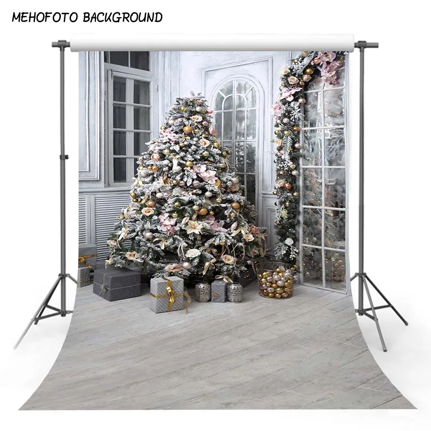 Фон для фотосъемки с изображением рождественской елки и камина новогодний