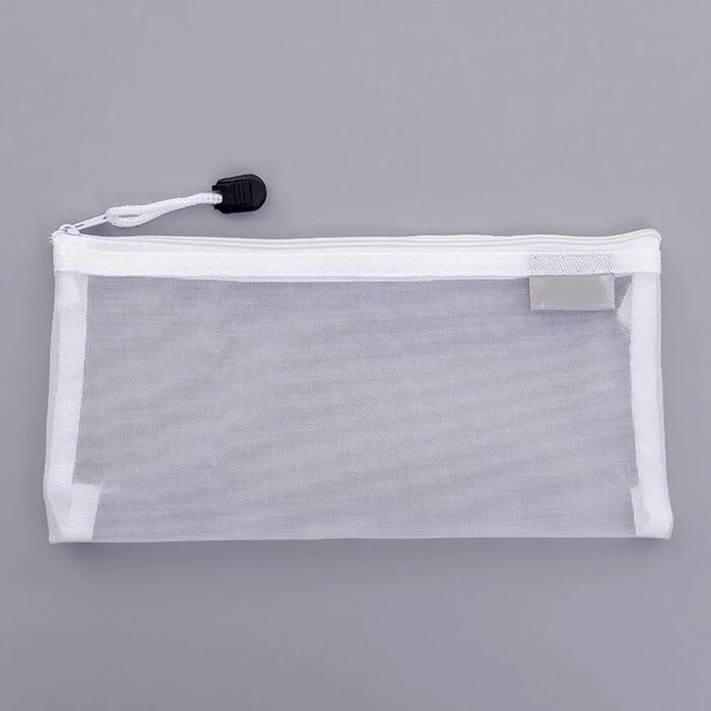 White XRHYY 23.5 x 11.5 CM Waterproof Plastic Double Layer Zipper File Bags Invoice Pouches Bill Bag Pencil Pouch Pen Bag( 8 Color - Цвет: White