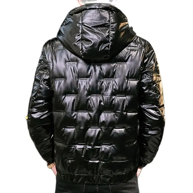 Золотые мужские парки с капюшоном пальто серебристо-черная зимняя Толстая