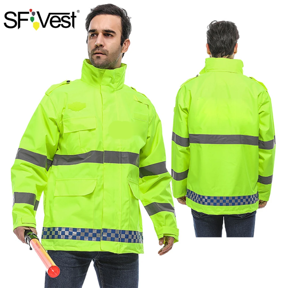 SFVest флуоресцентный желтый светоотражающий дождевик с высокой видимостью