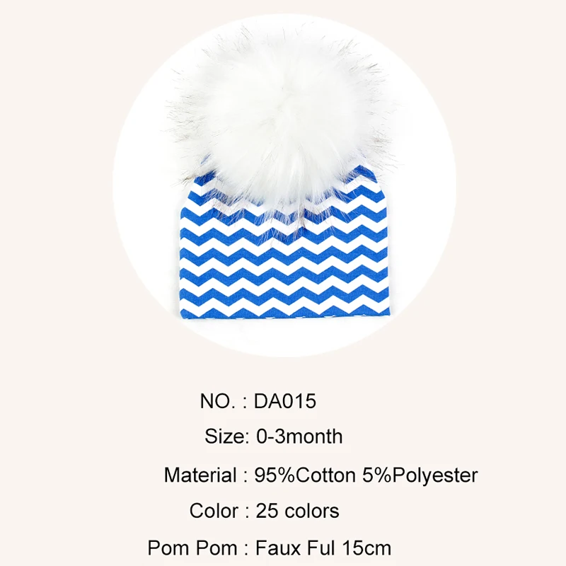 Autumn Winter Children Hats Baby Ball Caps Boys Girls Cute Warm Beanies Kids Wave Cotton Hat Female with 15cm Faux Fur Pompom | Детская