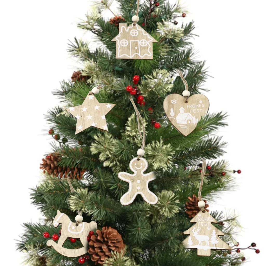 

6 шт. деревянные снежинки, необработанные деревянные украшения, вырезы, рождественские украшения для рождественской елки, подвесные