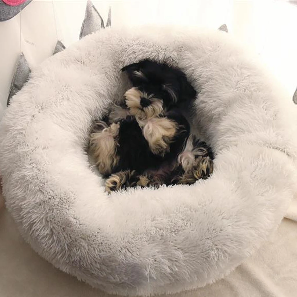 Супермягкая кровать для кошек 40/50/60 см длинный плюшевый зимний теплый домик собак