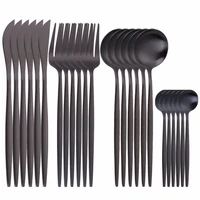 24pcs stainless steel matte black cutlery tableware set dinnerware wedding party flatware set forks knives spoons set silverware