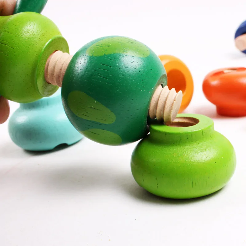 Красочные деревянные Подходящие Игрушки боулинги разборка комбинации игрушек