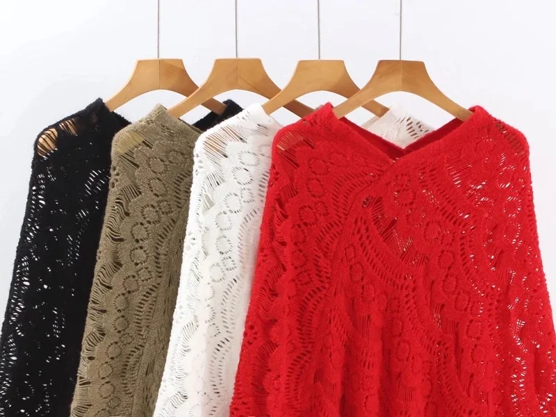 DISIMAN на осень-зиму с кисточками свитер-пончо Для женщин вязанный большим