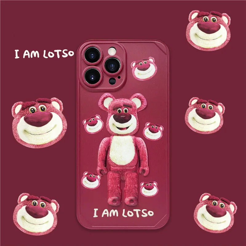 

Креативный цельный 3D чехол для телефона Lotso для 13 Pro Max 11 12 Pro Xr Xs Max, чехол для смартфона, милый мультяшный соломка, berrybear, защита для смартфона