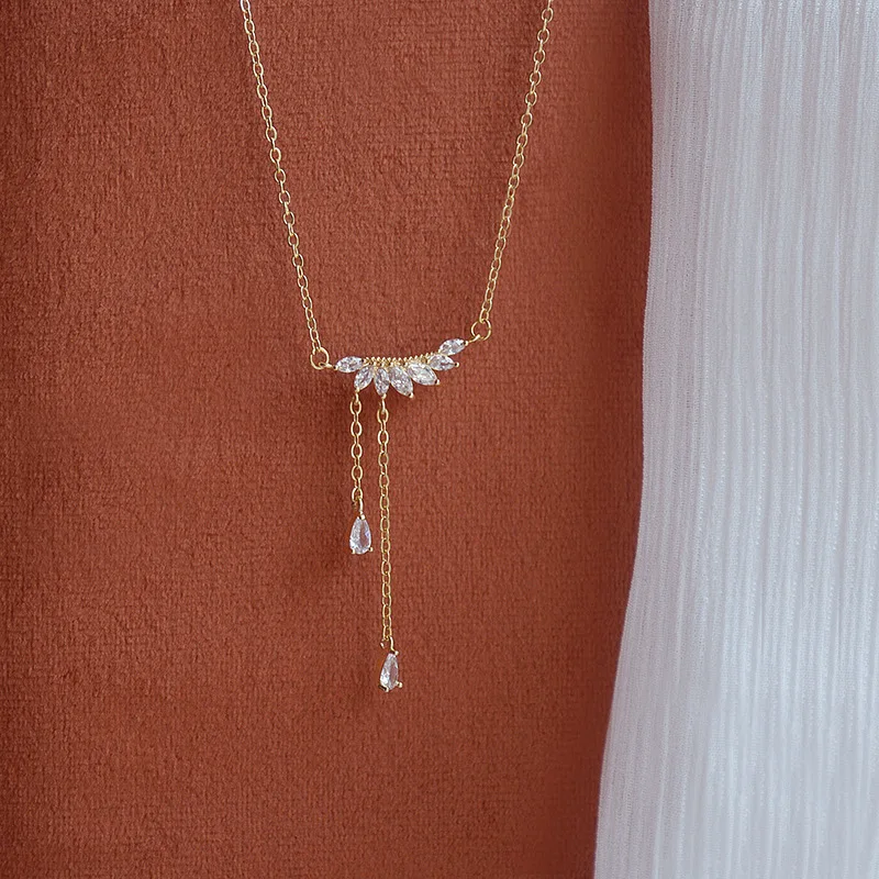 

14K Gold Plated Micro Zircon Geometric Necklace For Women Exquisite Simple Fashion Clavicle Necklace Korean New Design Jewelry