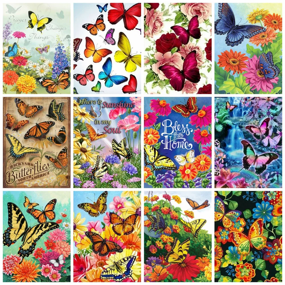 

Алмазная живопись 5d «сделай сам» Huacan, мозаика в виде бабочки, животное, цветок, вышивка крестиком, домашний декор, настенные наклейки