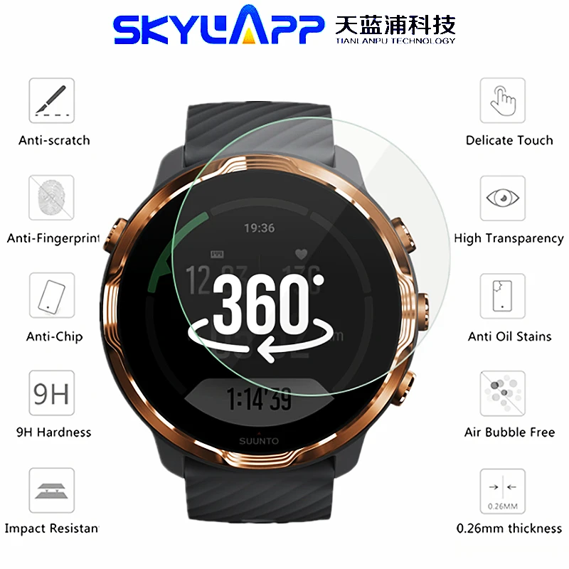 

Защитная пленка для смарт-браслета SUUNTO 7 1,97 дюйма, HD защитный экран, закаленное стекло с защитой от царапин, бесплатная доставка