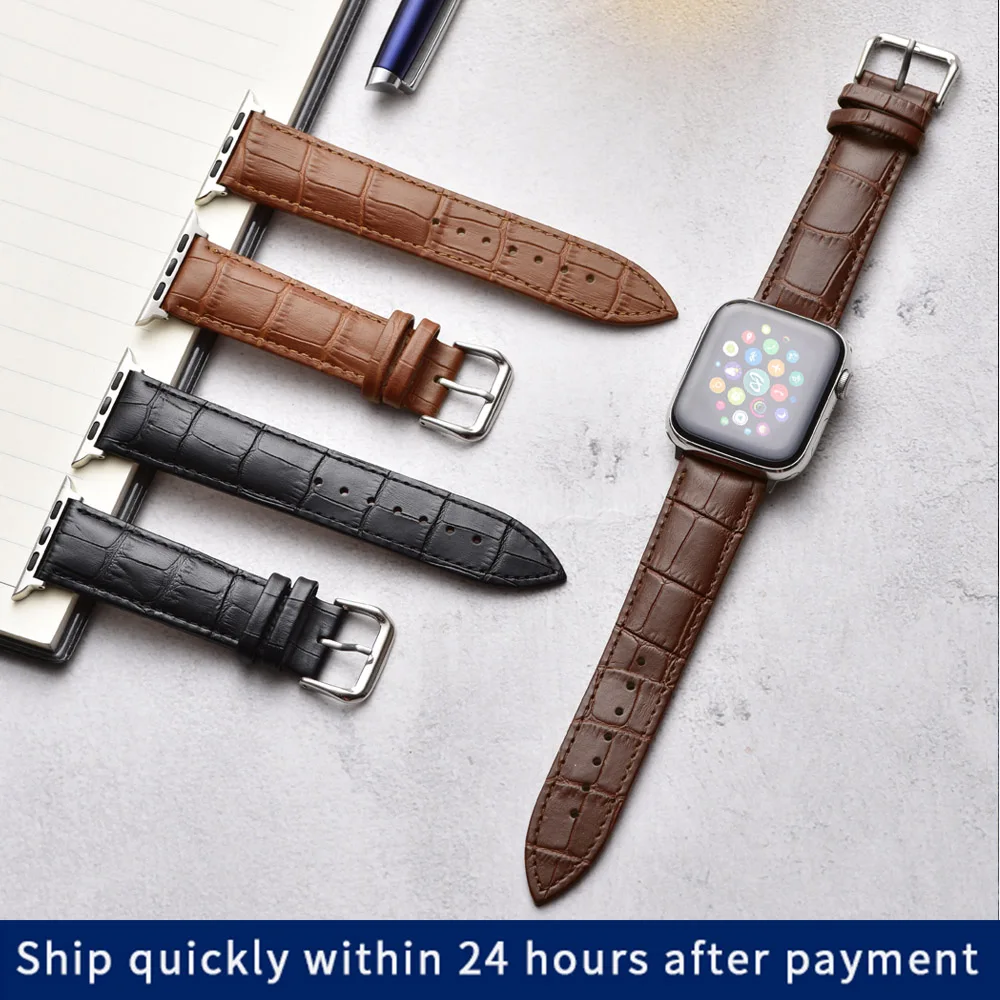 Хит продаж кожаный ремешок для часов Apple Watch Series 5 3 2 1 Спортивный Браслет 44 мм 42 40 38
