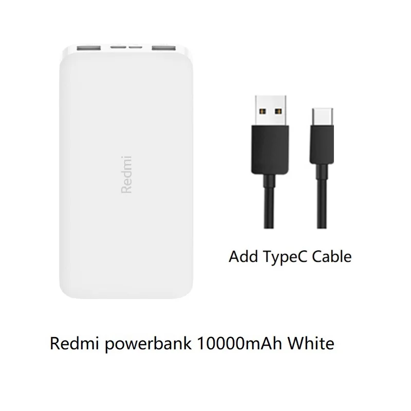 Красный mi power bank 10000 мАч usb type C mi power bank 20000 Qi быстрое зарядное устройство Портативная зарядка повербанк Внешняя батарея - Цвет: Add typeC cable