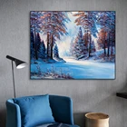 Зимний Снежный лес растения животные пейзаж холст картина скандинавские фото стен для комнаты