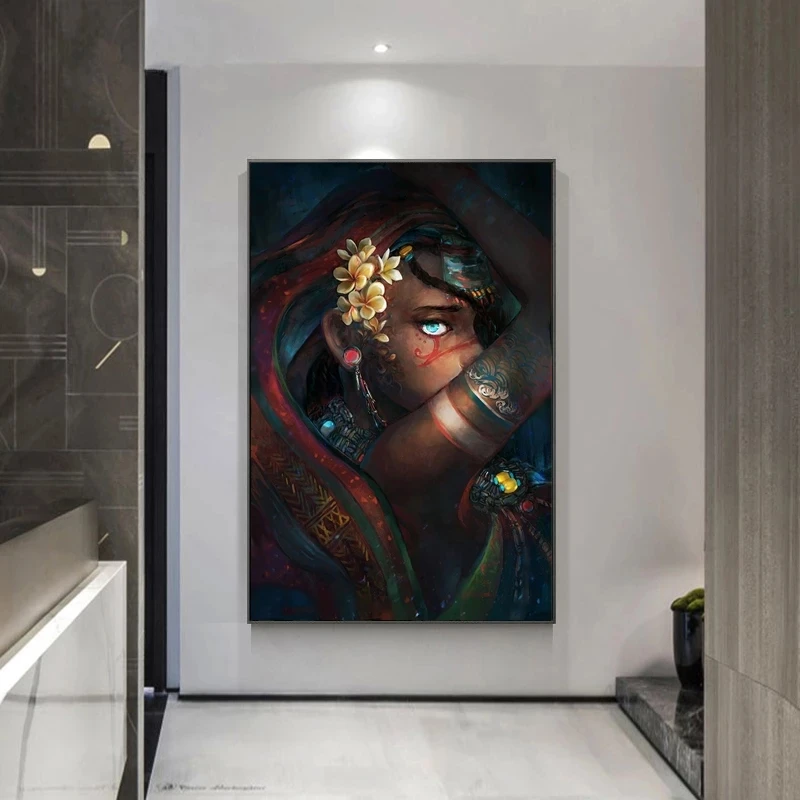 

African Art Woman Canvas Painting on The Wall Art Decorative Picture Black Girl Posters and Prints Living Room Bedroom Decor
