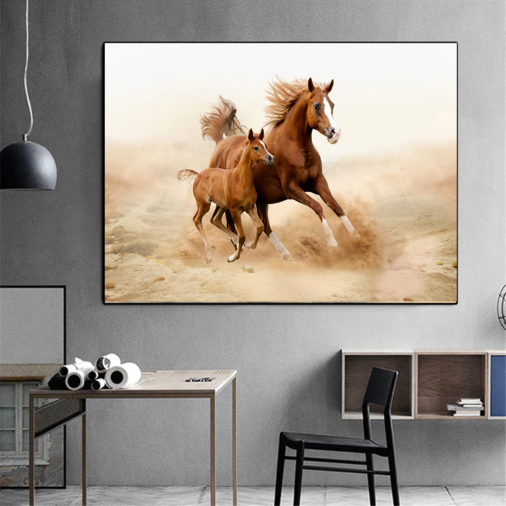 

Horse Family Animal Print Poster Modern Home Wall Decor Canvas Picture Horse Animals Art HD Print Painting On Canvas Artworks