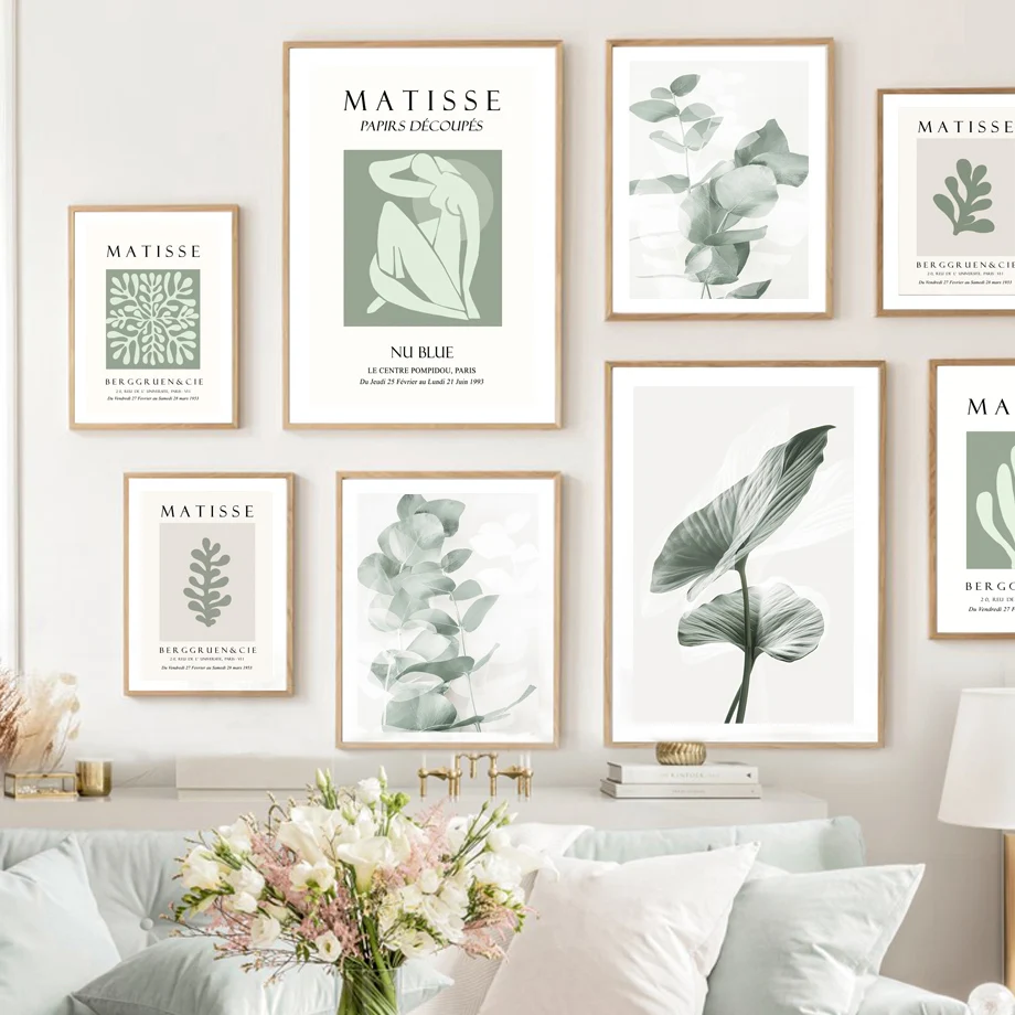 

Green Plant Matisse Abstract Eucalyptus Leaf Wall Art Print Canvas Painting Nordic Poster Wall Pictures For Living Room Decor